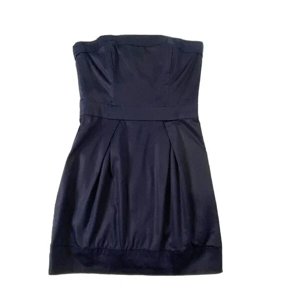 French Connection | Dresses | French Connection Strapless Dress Womens Size  4 Back Zipper Pockets Navy Blue | Poshmark
